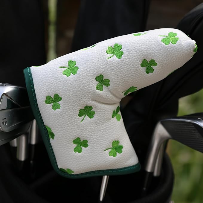 Golf Club Headcover, Premium Leather Embroidery Mallet Putter Cover Blade Head Covers, Stylish Golf Accessories, Great Golf Gifts for Men and Women Golfers