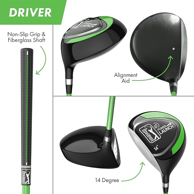 PGA Tour Youth Golf Club Set – Ages 3-5 (3’6”-4’1”) and 5-8 (4’1” - 4'8") Right and Left Handed Beginner Junior Golf Clubs with Lightweight Golf Bag, Mallet Putter, Driver by Golfgen
