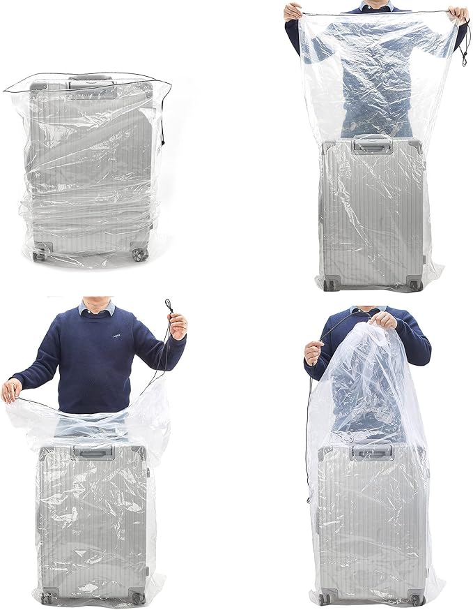 2 Pack Golf Bag Cover, 31x62 inches Extra Large Clear Drawstring Dust Covers Plastic Storage Bags, Good for Household Organizing Reusable