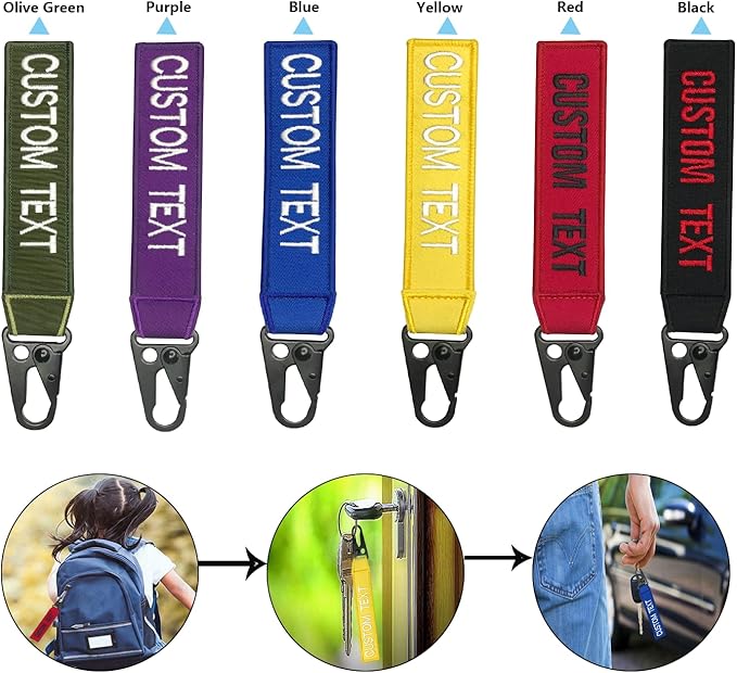 mvcen Personalized Embroidery Keychain, Custom Name Tag Personalized Keychain Custom Luggage Tags Key Ring Accessories for Crate, Backpacks, Car, Keyring, Gift