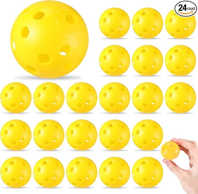 24 Pack Practice Golf Balls 42 mm Limited Flight Plastic Golf Training Airflow Hollow Ball for Driving Range Swing Practice Backyard Indoor Outdoor Home