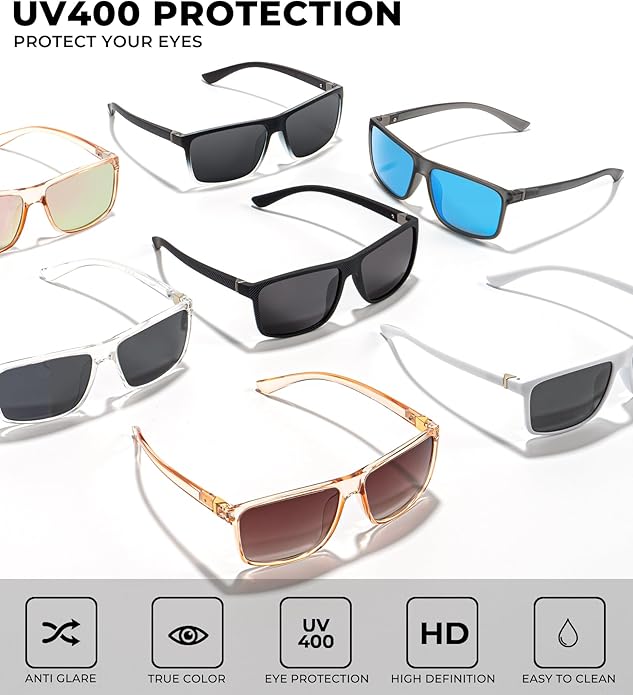 KALIYADI Polarized Sunglasses for Men and Women, Mens Sun Glasses with UV Protection for Driving Fishing Golf (3 Packs)