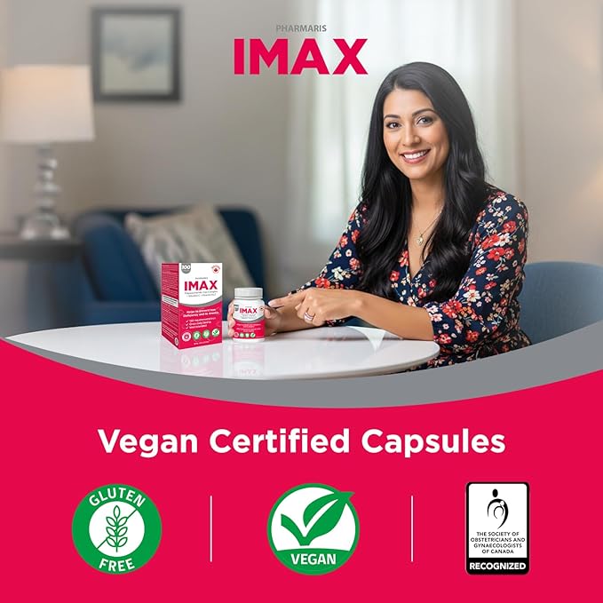 IMAX Iron Supplement 150 mg, Vitamin C 250 mg & B12 1000 mcg, Iron Supplement Treatment for Women & Men, Once Daily, 30 Capsules