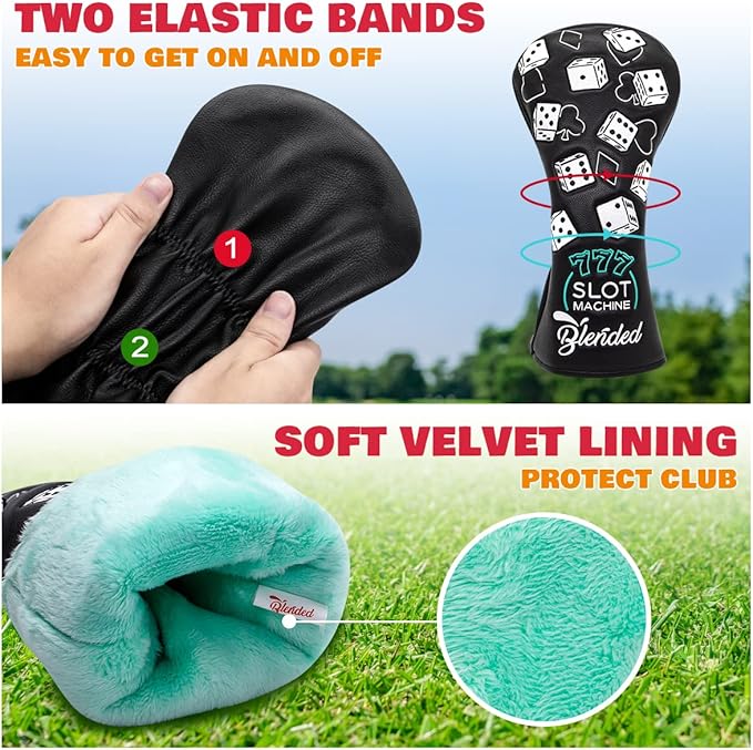 Golf Club Covers Lucky 777 Blade Putter Headcover Golf Driver Covers Fairway Wood Headcover Hybrid Head Cover Blade Putter Cover Leather 3 Wood Headcovers Golf Headcovers for All Brand