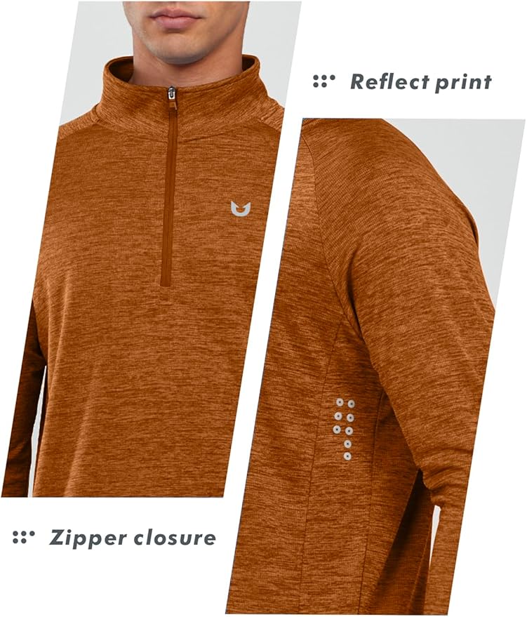 NORTHYARD Quarter Zip Pullover Men Running Shirt Long Sleeve Moisture Wicking Quick Dry Athletic Workout Shirts