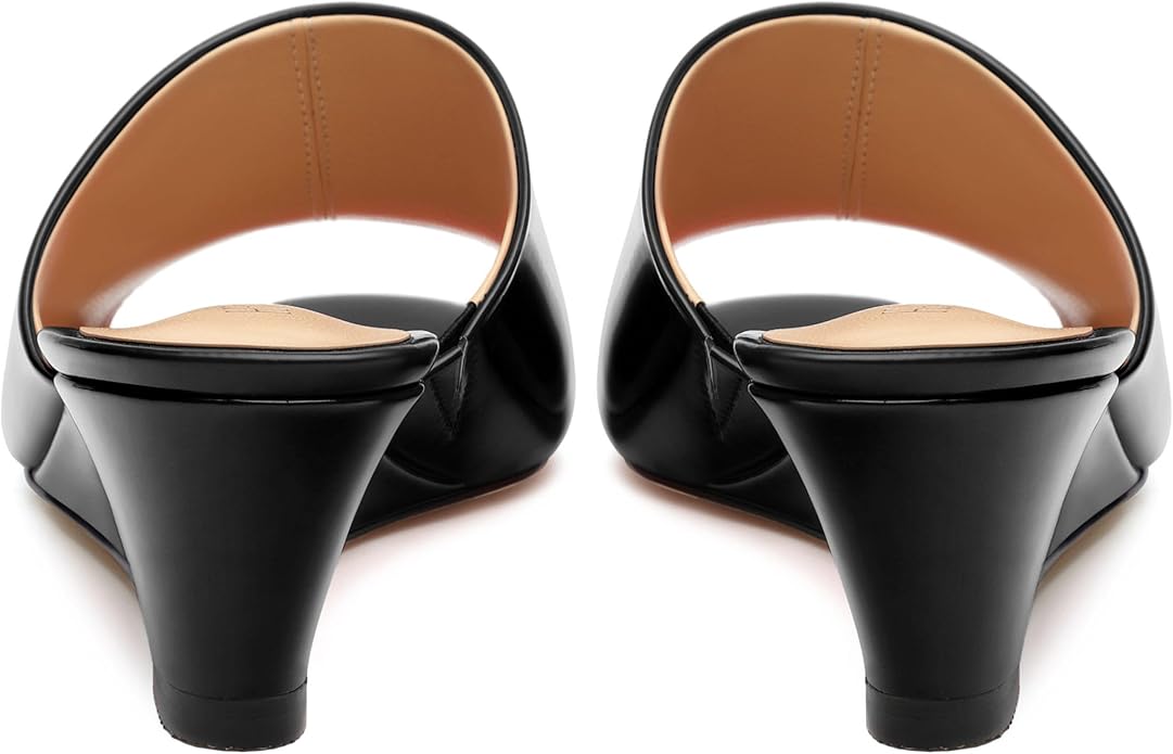 Wedge Sandals for Women Open Toe Wedge Heels Womens Matte High Heel Sandal Round Toe Heeled Wedge Sandals Slip on Casual shoes 2 inch