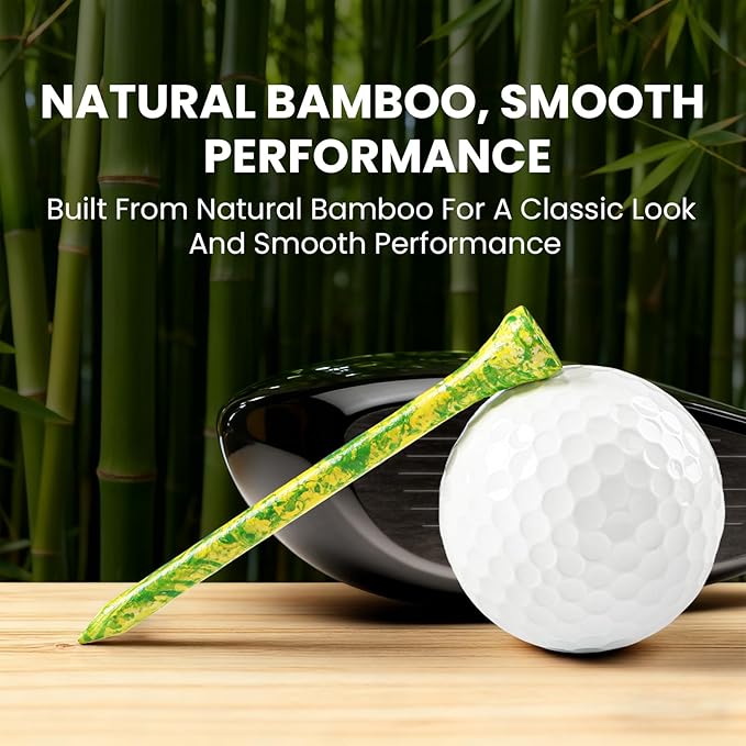Amy Sport Colorful Golf Tees Wooden 3 1/4 2 3/4 Inch Value 18/72/180 Pack, Stylish Painted Bamboo Tees for Enhanced Visibility, Reduce Friction & More Stable Tees for Men Women