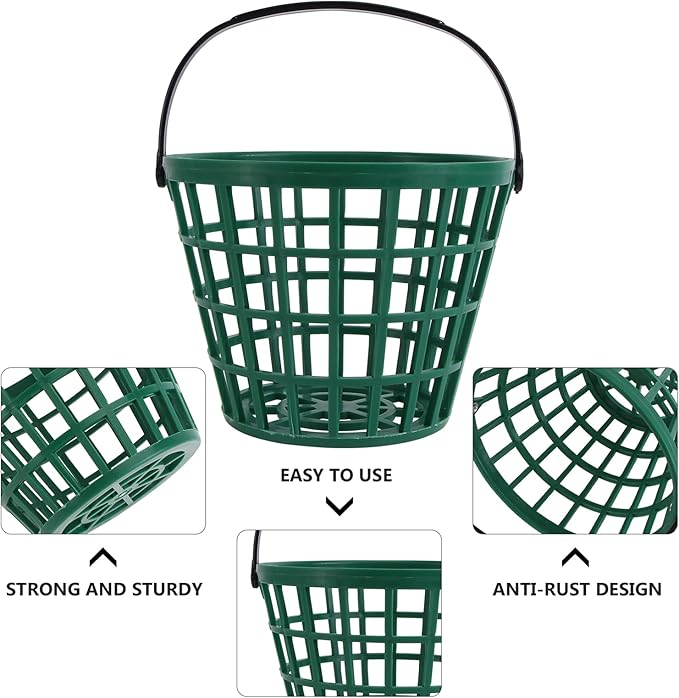 YARNOW Golf Ball Basket with Handle Nylon Golf Ball Container Golf Ball Bin (Green, Golf Balls are Excluded)