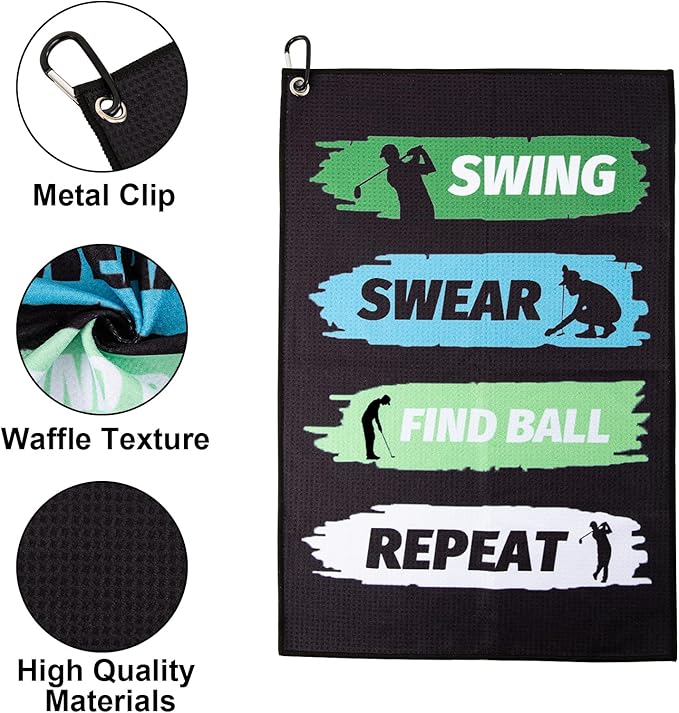 Golf Towel,Printed Golf Towels for Golf Bags with Clip,Golf Accessories Funny Golf Gifts for Men Golfers,Husband Boyfriend Dad,Birthday Gifts for Golf Fan-I Use This Towel to Wash My Balls (Golf#3)