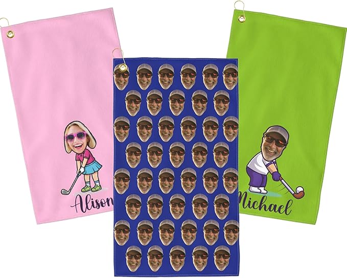 Custom Golf Towel Personalized Funny Golf Towels with Name Text Photo Golf Gifts for Men Women Dad Husband Golfer
