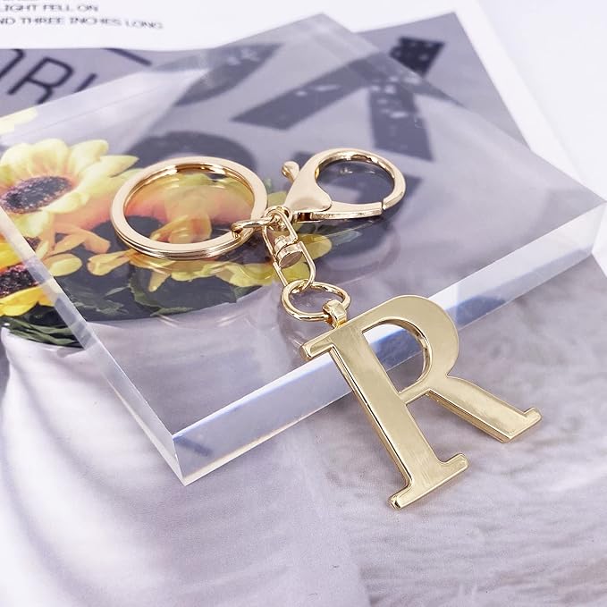 LAXPICOL Gold Letter A-Z Keychain for Women Bag Charms Purse Charms For Handbags Metal Alphabet Initial Letter Keychain