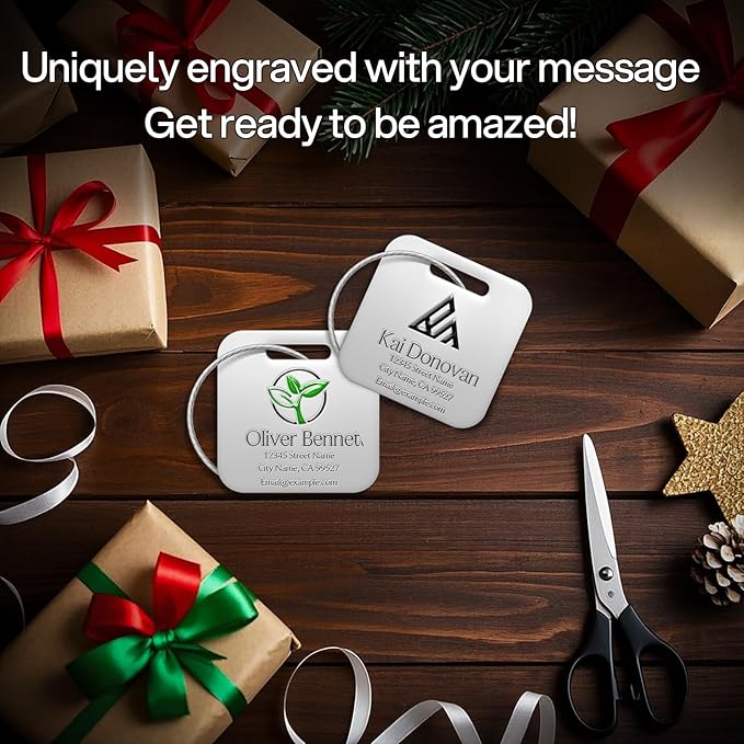 Personalized Luggage Tags - Custom Metal Luggage Tags for Suitcases, Backpacks and Bags with Your Personalized Photo Club Logo Text (Square-Silver)