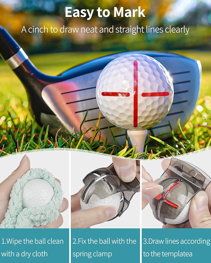 GreenHaven 2 PCS Golf Ball Liner Template Linear Alignment Kit for Putt Ball Marking Tools