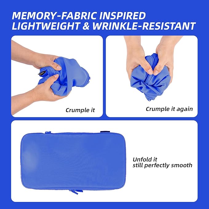 4 Piece Compression Packing Cubes for Suitcases and Backpack, Lightweight Travel Organizer Bags (Dark Blue)