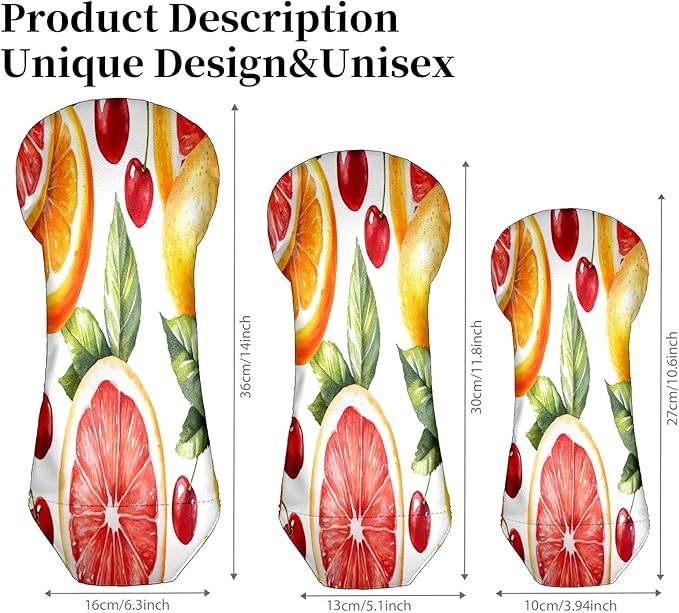 Funny Butterfly Colorful Golf Head Covers for Driver, Fairway, Hybrid & 3 Wood Premium PU Leather with Soft Velvet Lining Waterproof & Scratch-Resistant Unique Golf Gift for Men & Women