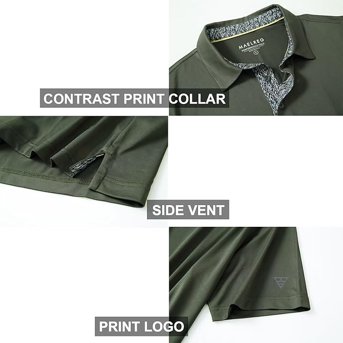 Mens Polo Shirts Short and Long Sleeve Casual Solid Stylish Dry Fit Performance Designed Collared Golf Polo Shirts for Men
