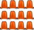 KUUQA 12 Pcs Drawstring Backpack Bags Bulk Orange Drawstring Bag Foldable Gym Bag Sports Cinch Sack String Backpack Storage Bags for Women Men Shopping Gym Travel Sports