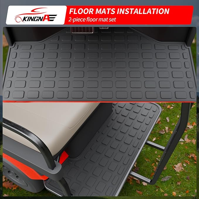 Floor Mats Compatible with 2023-2025 Evolution D5 Golf Cart (D5 Ranger and D5 Maverick with and Without The Plus) 2+2 Model TPE All Weather Guard Protector Accessories