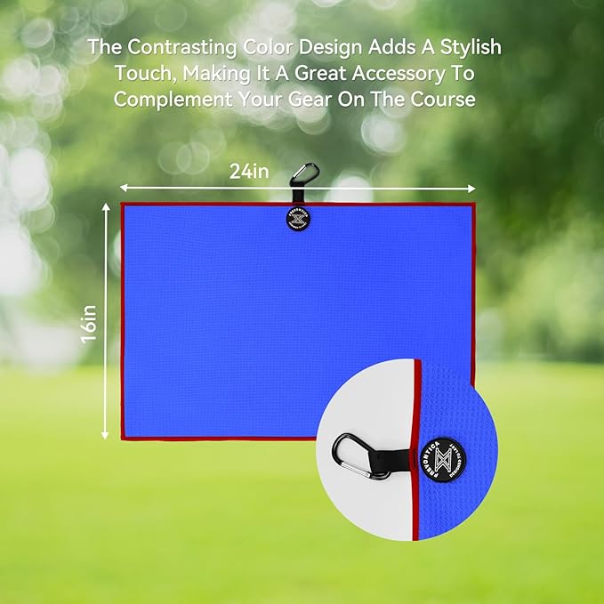 Magnetic Golf Towel with Clip and Cleaning Pocket -Ideal for Male Golfers, perftct Gifts for Men-Magnetic Golf to Golf Accessories for Bags, Carts or Clubs 24"*16"