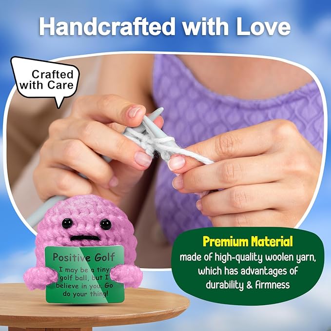 AICase Golf Gifts for Women Funny Positive Golf Ball Crochet Gag Gift Ideas, Emotional Support Nuggets for Women Golfers Accessories Tournament Mom Mothers Day Christmas Easter Birthday Stuff