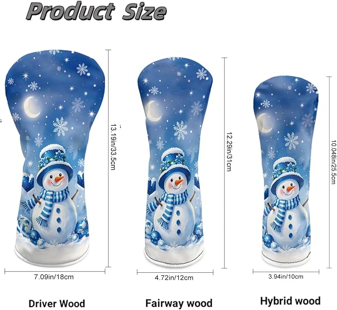 Golf Club Head Covers for Club Protective, Waterproof PU Leather Driver Fairway Wood Hybrid Head Cover
