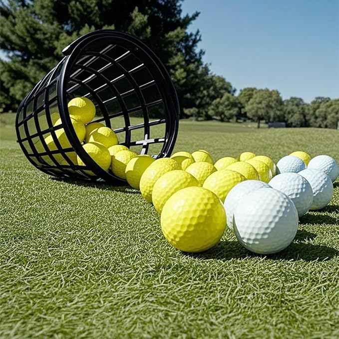 ZLY Golf Ball Basket,Golf Ball Container Ball Bucket with Handle,Holds 25 Balls,Plastic Balls Holder,Black (Holds 25 Balls)