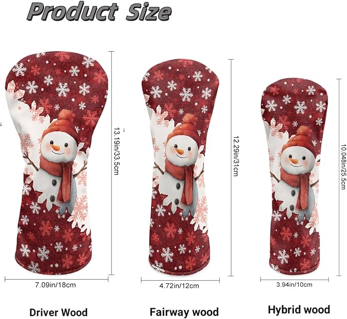 Golf Club Head Covers for Club Protective, Waterproof PU Leather Driver Fairway Wood Hybrid Head Cover