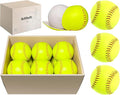 Sports Practice Softballs - 12-Inch Official Size and Weight Slowpitch Softball, Unmarked & Leather Covered Training Ball for Games, Practice and Training
