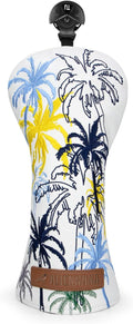 Golf Club Head Covers 3 Wood Headcover Hawaii Coconut Tree Style Elegant Embroidery Premium Leather Waterproof Driver Cover Fairway Wood Cover Hybrid Cover with Number Tags