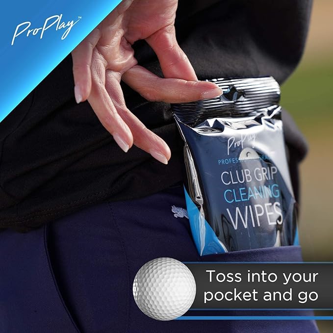 ProPlay Club Grip Cleaning Wipes | Powerful Cleaner Removes Grime, Dirt, and Sweat | Restore Tackiness of Golf Club Grips | Convenient, Resealable Pack - Unscented 24 Pack