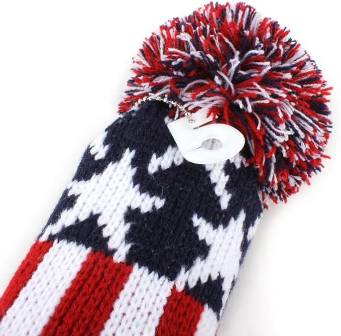 Craftsman Golf Knit Pom Pom 3pcs Headcover Set Vintange Sock Covers for Driver and Woods