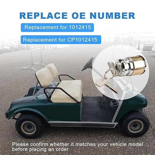 Starter Ignition Switch with 2 Keys Compatible with Club Car DS Gas Golf Cart 1983-1995 Replacement for 1012415 CP1012415 Lock Cylinder with Standard Key