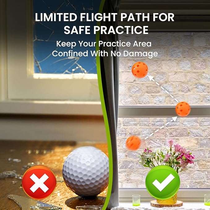 FINGER TEN Golf Practice Balls Plastic Colored Value 12/24/36/50 Pack, Limited Flight Sports Training Ball for Men Women, Indoor Outdoor Driving Range Backyard Use