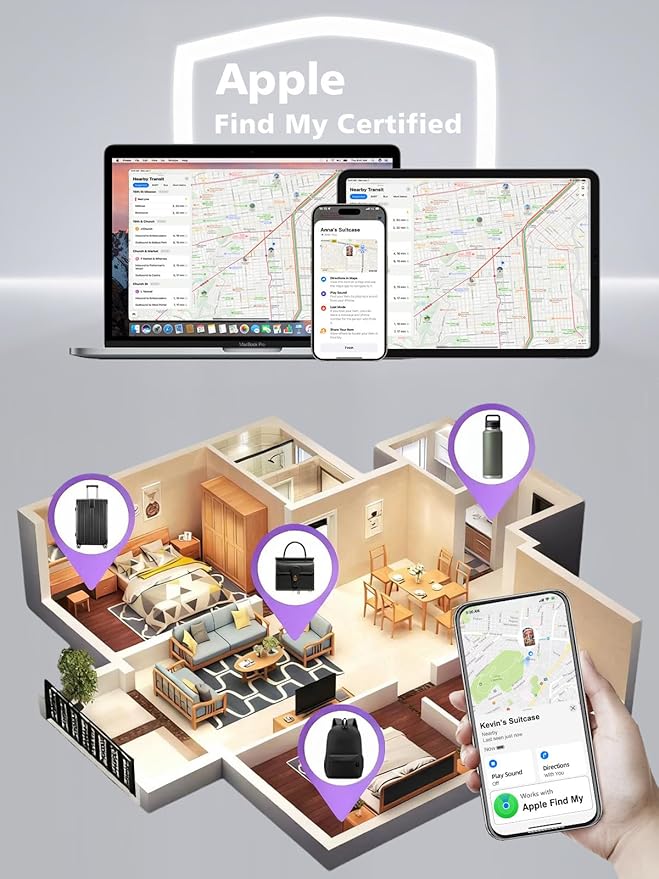 Luggage Tags Built-in Anti-Loss Tracker, Luxury Leather Luggage Tags for Suitcase, Travel Bags, Backpacks, Travel Organizer for Lost Baggage Prevention (Mushroom)
