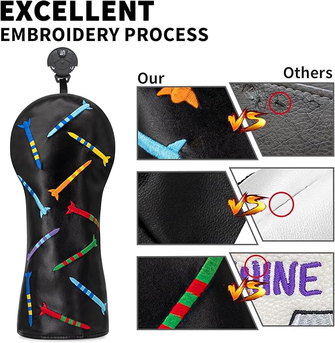 Colorful Nails Style Golf Half Mallet Putter Cover Headcover, Golf Putter Club Cover Magnetic Golf Head Covers Headcovers Club Protective Equipment