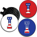 Wolf Golf Towels Golf Ball Marker Hat Clip | USA Monogram | 1 Magnetic Clip + 3 Ball Markers | Patriotic Golf Accessories for Men & Women