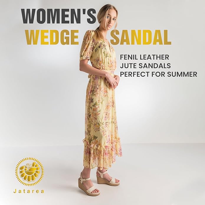 JATAREA Leather Wedge Sandals for Women | Women's Sandals Perfect for Summer