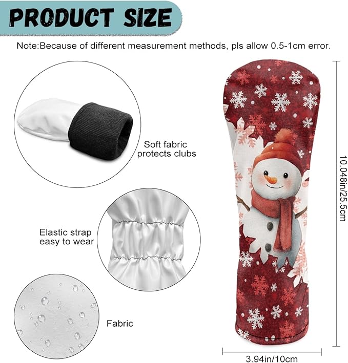 Golf Club Head Covers for Club Protective, Waterproof PU Leather Driver Fairway Wood Hybrid Head Cover