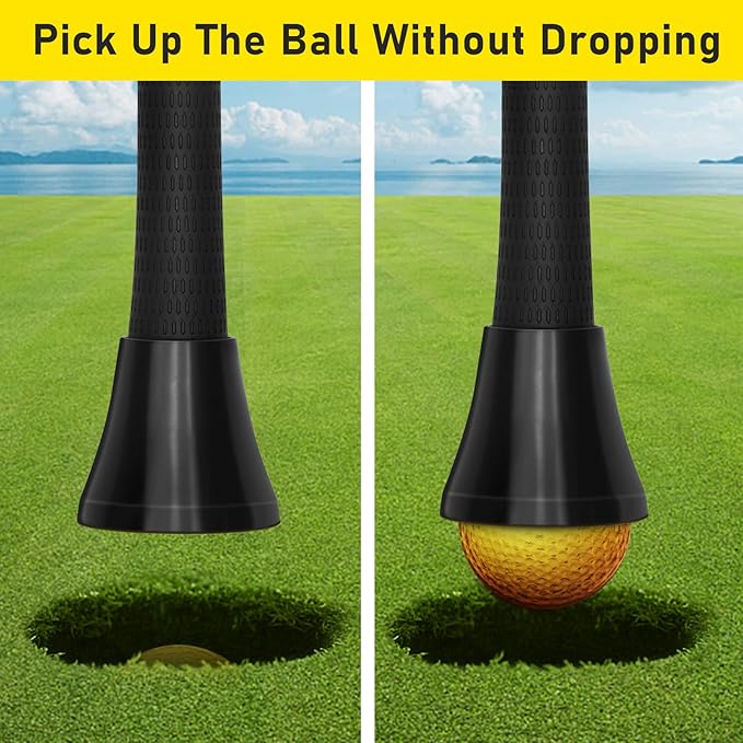 Golf Ball Retriever, 4 Pcs Golf Ball Grabber Suction Cup for Putter Grip, Durable Golf Ball Retriever Pick Up Tool for End of Putter