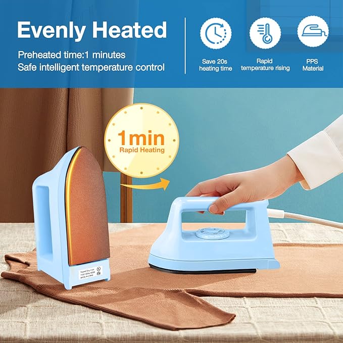 Generic Mini Iron for Crafts & Clothing, Travel & Home Use, 4-Level Temp Adjust, Purple