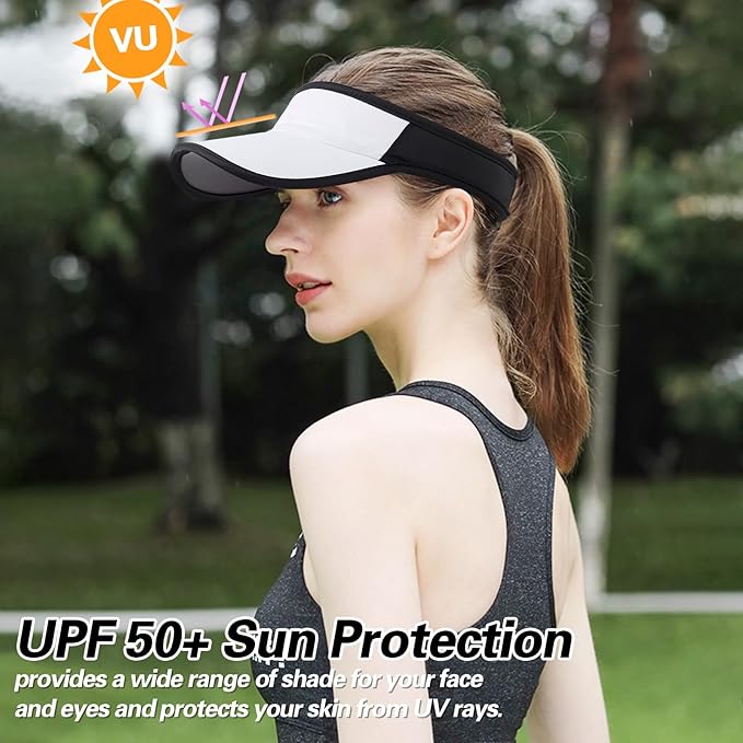 HH HOFNEN Sports Sun Visor Hats Men Women Foldable Brim Lightweight Packable Adjustable Visor Caps Running Golf Tennis