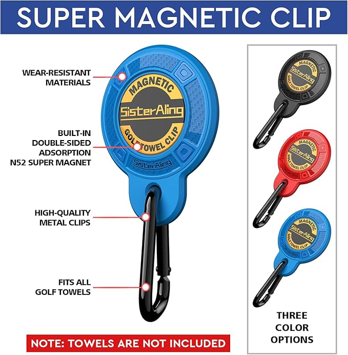 Magnetic Clip for Golf Towel,Removable Industrial Magnetic Accessories Design for Strong Hold to Golf Carts or Clubs