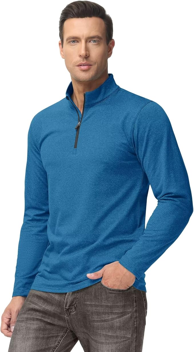 Boladeci Men's Quarter Zip Pullover Premium Fleece Lined Heather Long Sleeve Golf Shirts Midweight 1/4 Half Zip Sweatshirts