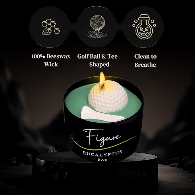All-Natural Golf Candle – Eucalyptus Scent | Hand-Poured in The USA | Beeswax & Soy Wax | Essential Oils | 100% Beeswax Wick | Premium Gift Box | Candle Gifts for Men & Women| Aromatherapy Benefits