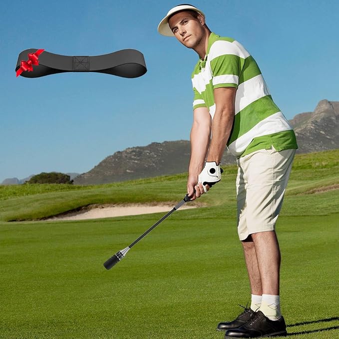Golf Swing Trainer, Adjustable Rod Head Speed Click Stick Golf Trainer Speed & Tempo Stick for Grip & Warm-Up, Golf Swing Training Aid for Right-Handed with Arm Band