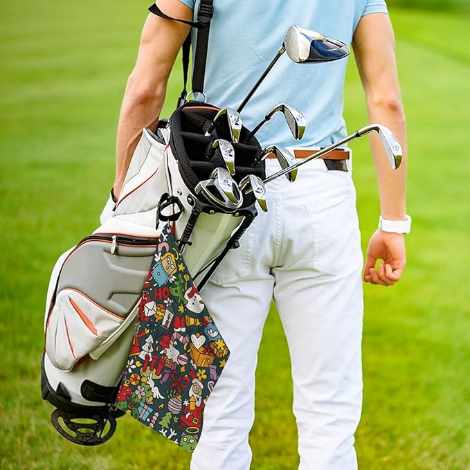 Golf Towel Waffle Microfiber with Hook Detachable Clip 24x16in