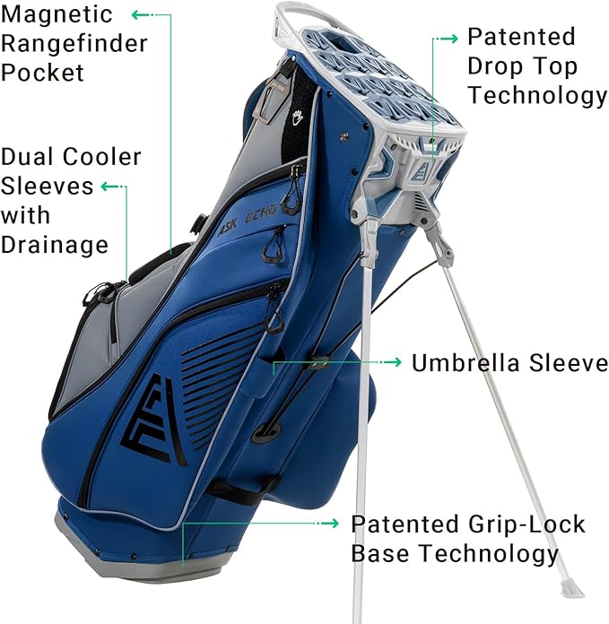 ASK ECHO ST-Lock Mecha 14 Way Dividers Quiet Hybrid Stand Bag for Men & Women