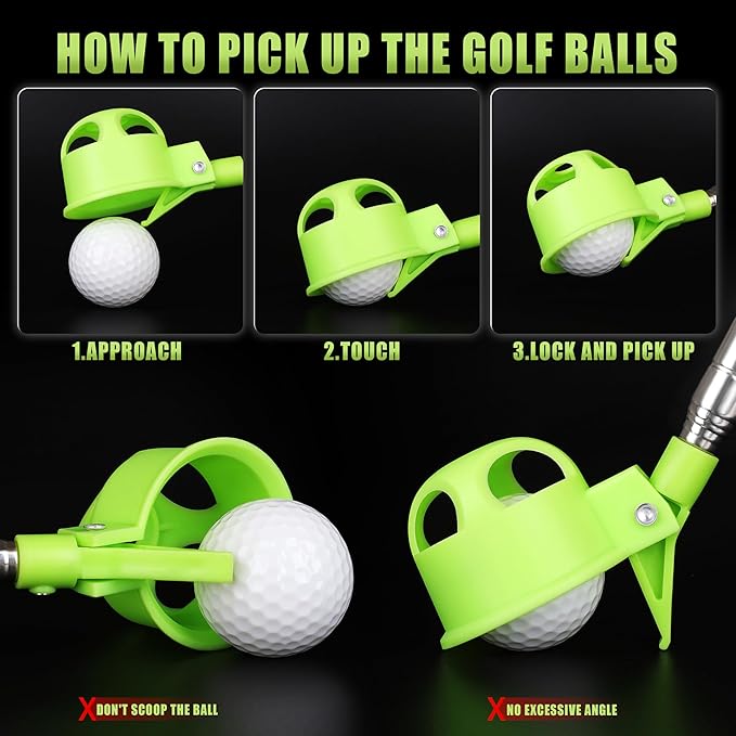 Golf Ball Retriever for Water，9Ft/12Ft/14.5Ft/16.3Ft Telescopic Stainless Steel with Locking Clip Golf Ball Retriever