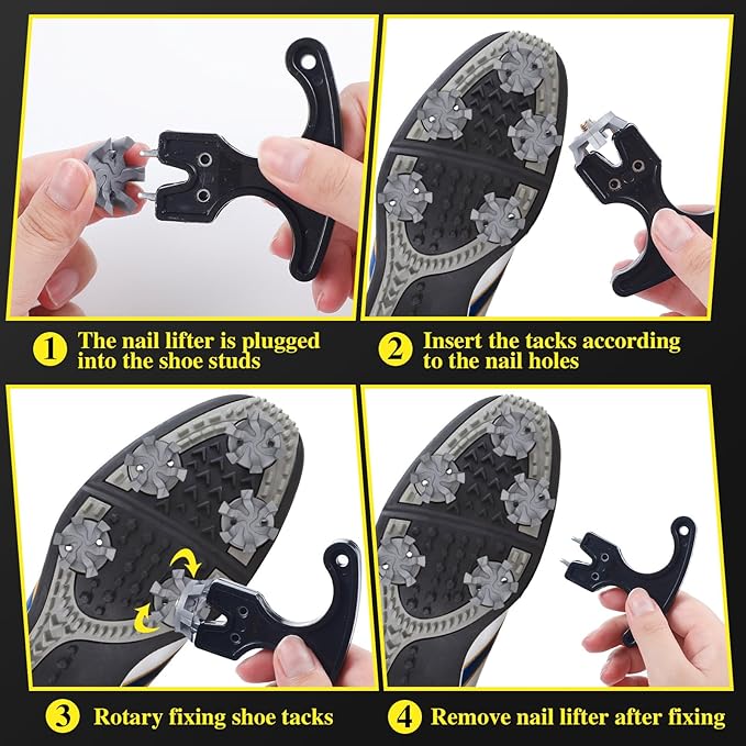Cozypower 31 Pcs Golf Spikes Set Includes 30 Pcs Golf Cleats Replacement Black Cleats Spanner Metal Thread Screw 6 mm Dia Spike Tool for Lawn Cricket Shoe Player Lover(Silvery Grey)