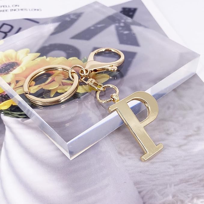 LAXPICOL Gold Letter A-Z Keychain for Women Bag Charms Purse Charms For Handbags Metal Alphabet Initial Letter Keychain